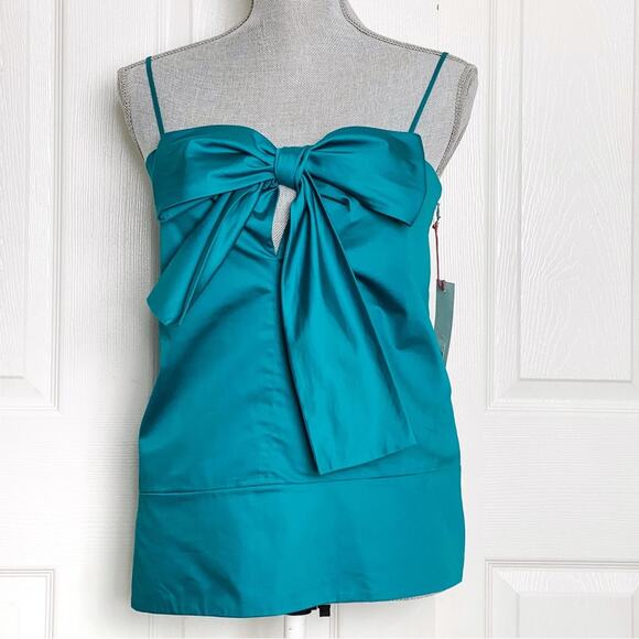 LEWIT Teal Bow Front Camisole Top Asymmetrical - Picture 2 of 12